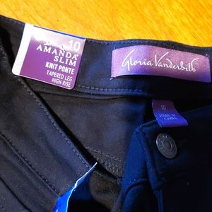 Gloria Vanderbilt jean-style knit ponte pants in black, size 10 average